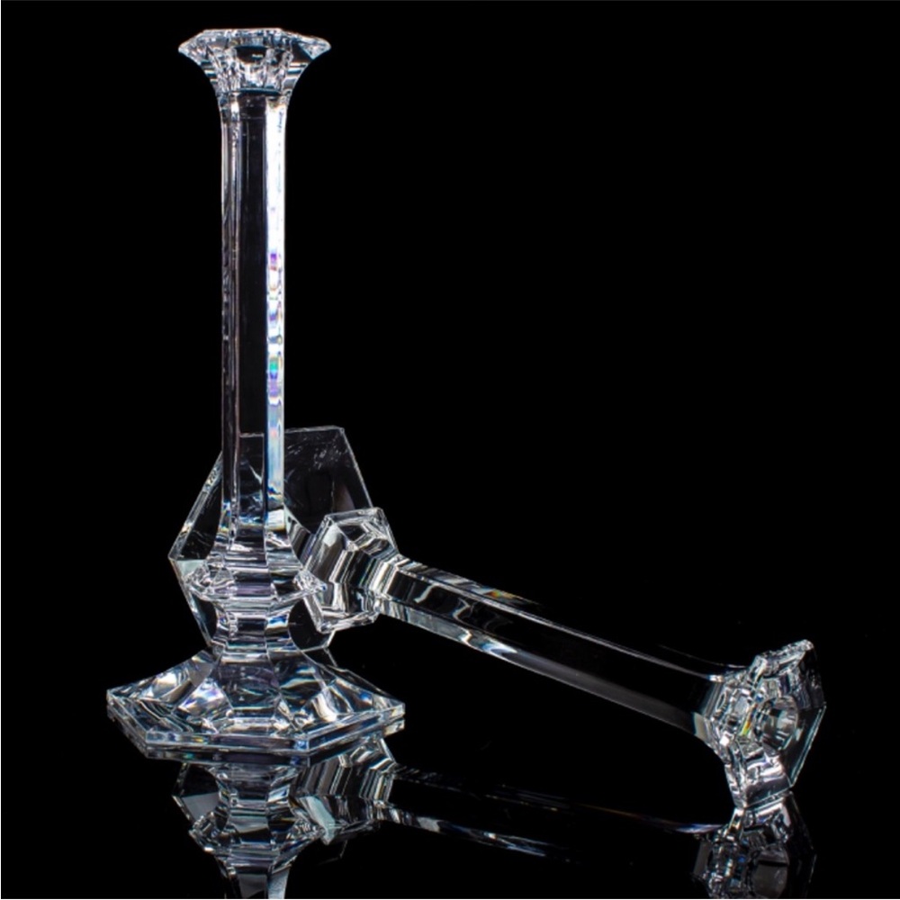 Val St. Lambert Stunning Glass Candle Holders